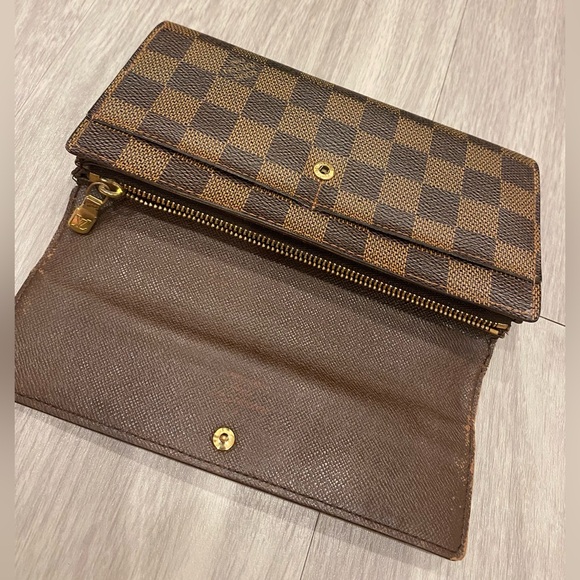 Louis Vuitton Long Wallet Portefeuille Sarah Damier Brown Authentic - Picture 3 of 12